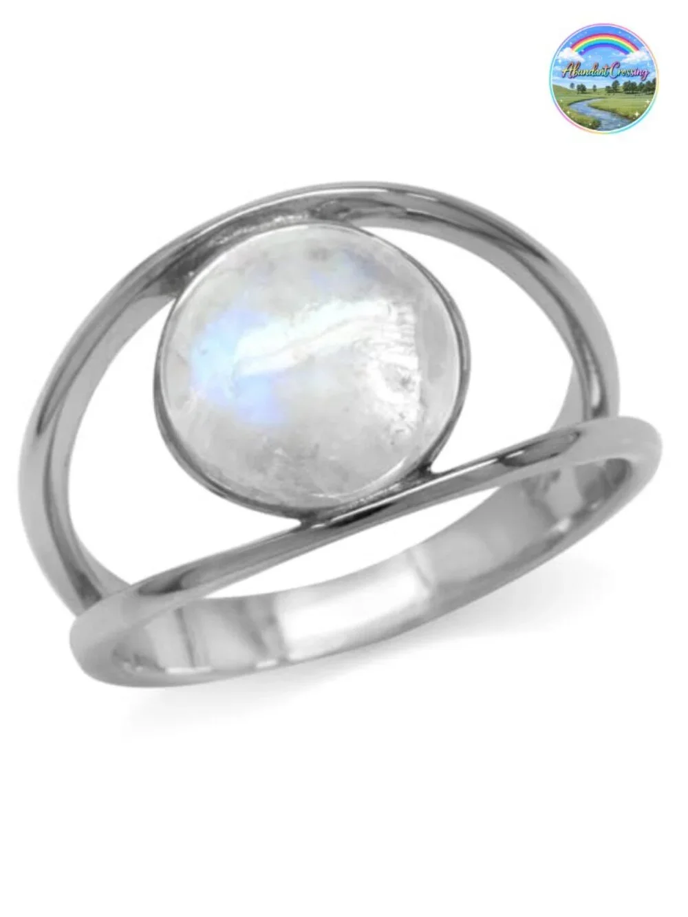 Natural Moonstone White Gold Plated 925 Sterling Silver Solitaire Ring